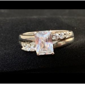 925 stamped Sterling Silver Square CZ ring.